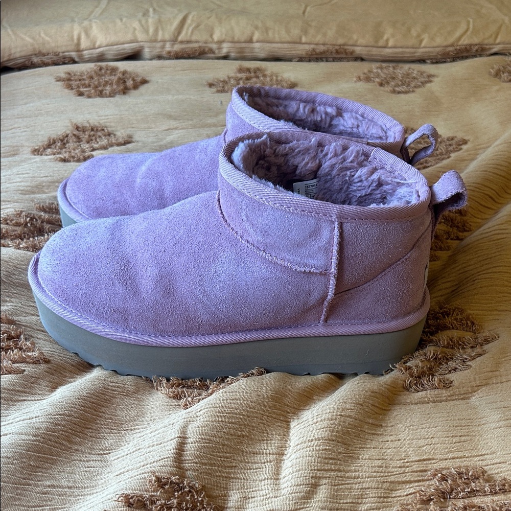 Pink ugg mini platform boots